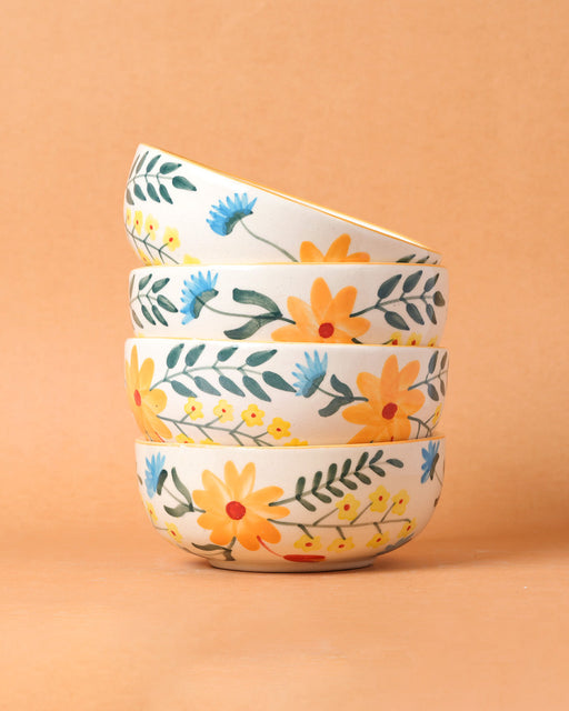 Nurture India Floral Extravaganza Ceramic Small Bowls 5-Inch