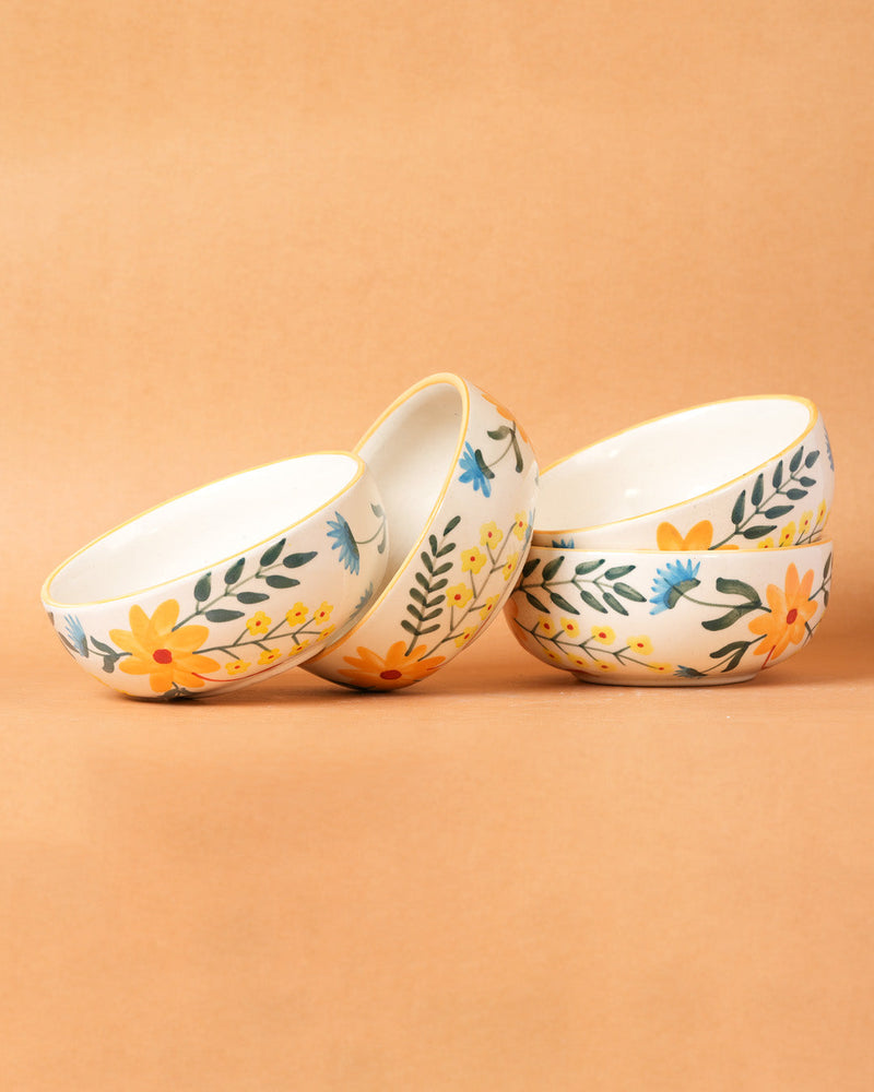 Nurture India Floral Extravaganza Ceramic Small Bowls 5-Inch