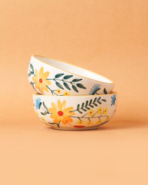 Nurture India Floral Extravaganza Ceramic Small Bowls 5-Inch
