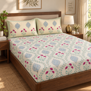 aenak-pink-poppy-jaal-handblock-printed-premium-cotton-bedsheet-set-light-beige-base