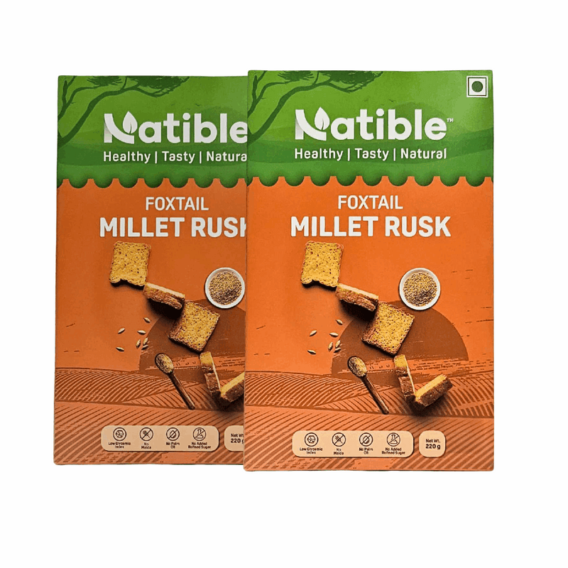 Natible Foxtail Millet Rusk Variety Pack – Crunchy Tea Time Snack (7.76 oz)