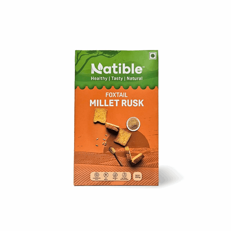 Natible Foxtail Millet Rusk – Crunchy Tea Time Snack (7.76 oz)