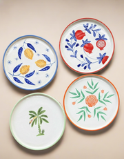 Nurture India Color Ceramic Snack Plate Combo 8-Inch 4-Piece Set