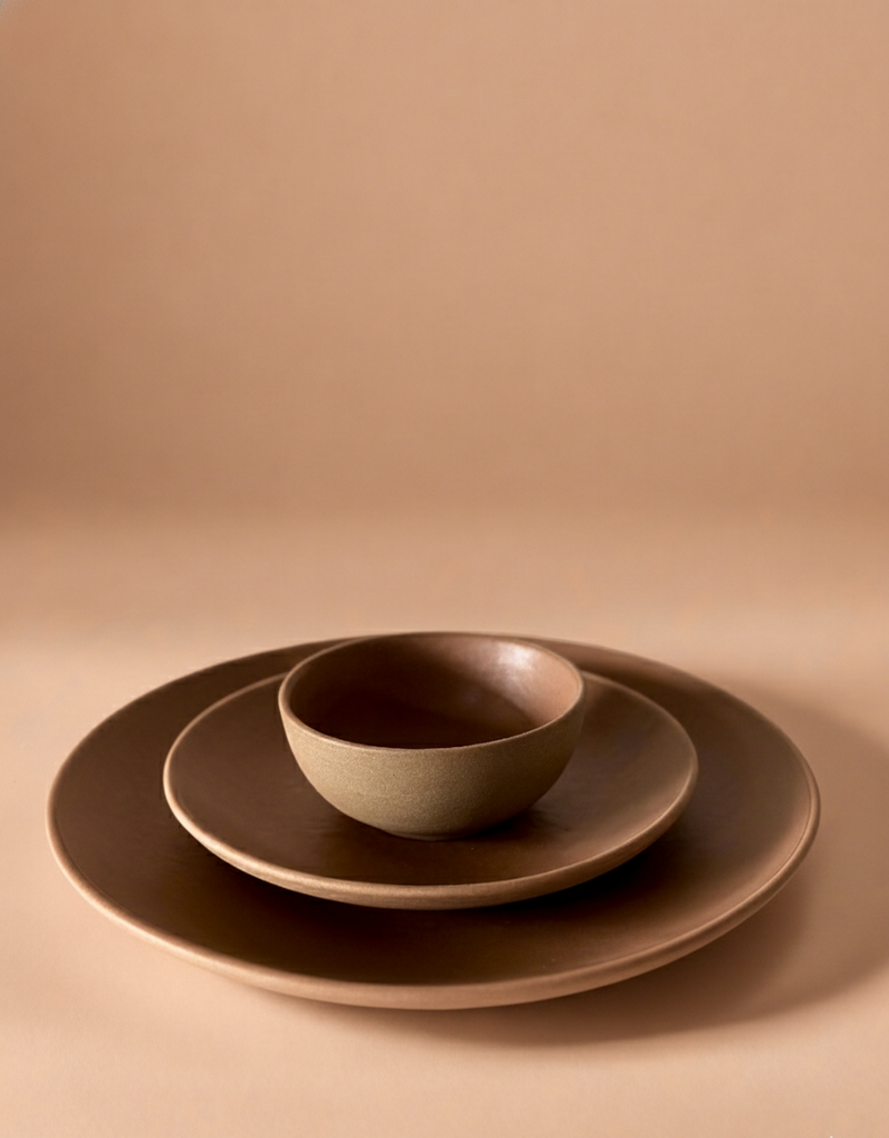 Nurture India Terracotta Brown Dinner Matte 3-Piece Set