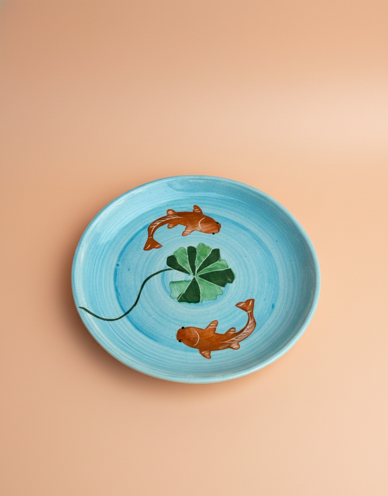 Nurture India Koi Ceramic Plate 7-Inch