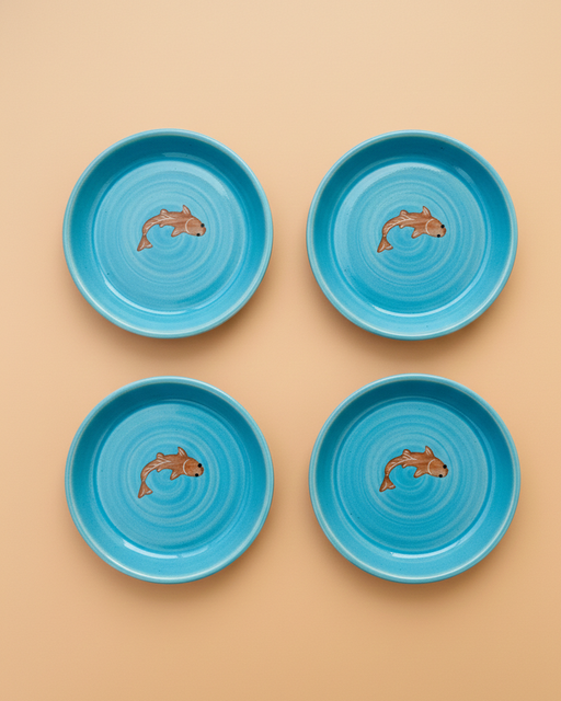 Nurture India Koi Fish Ceramic Tapas 4-Piece Set