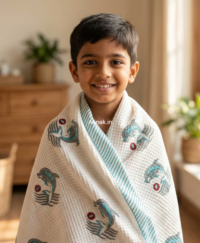 aenak-grey-dolphin-handblock-printed-waffle-cotton-bathing-towel