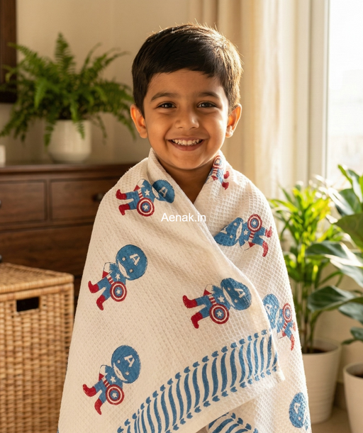 aenak-captain-america-handblock-printed-waffle-cotton-bathing-towel