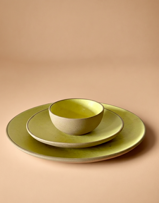 Nurture India Lemon Yellow Dinner Matte 3-Piece Set