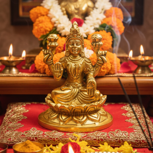 Brass Lakshmi Devi Idol for Puja – Brass Hindu Idol