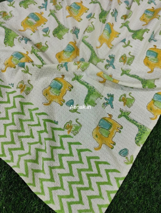 aenak-yellow-elephant-green-giraffe-handblock-printed-waffle-cotton-bathing-towel