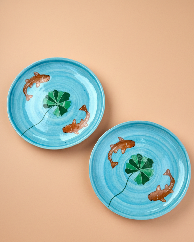Nurture India Koi Ceramic Plate 7-Inch