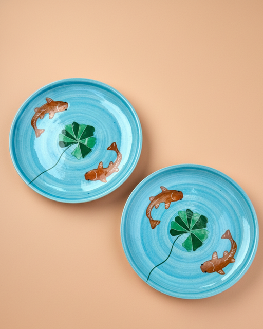 Nurture India Koi Ceramic Plate 7-Inch