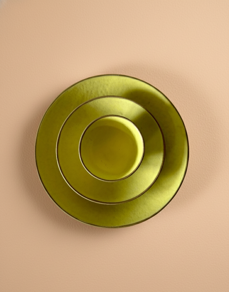 Nurture India Lemon Yellow Dinner Matte 3-Piece Set
