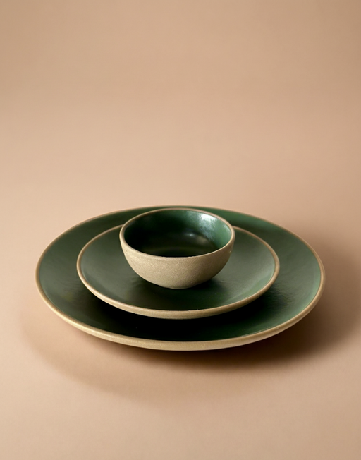 Nurture India Army Green Dinner Matte 3-Piece Set