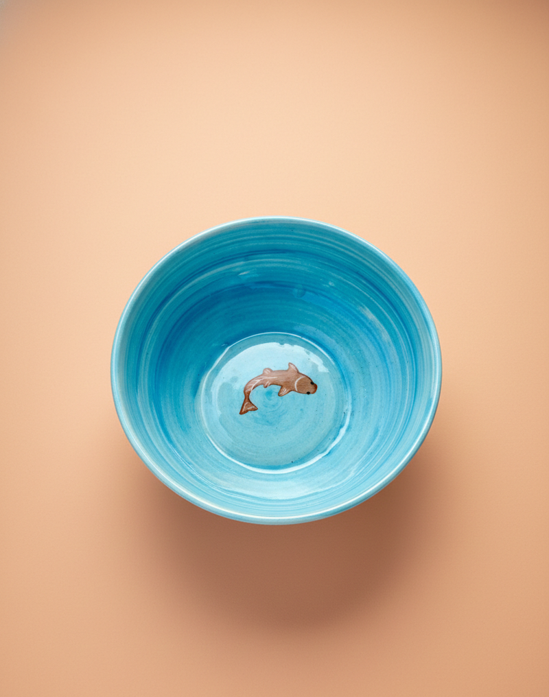 Nurture India Koi Fish Ceramic Bowl Large