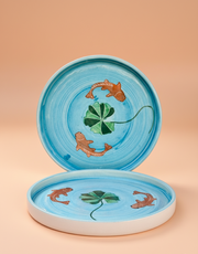 Nurture India Koi Fish Ceramic Plates 8-Inch