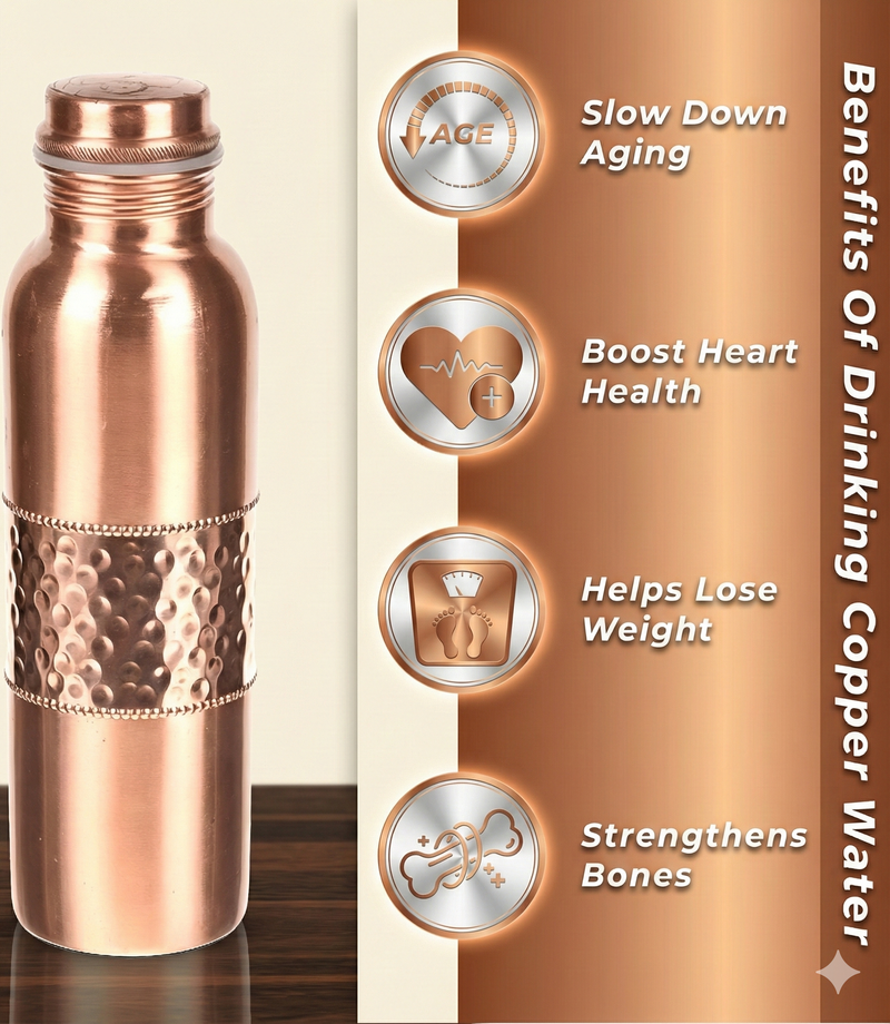 Pure Hammered Copper Water Bottle – Copper Water Bottle