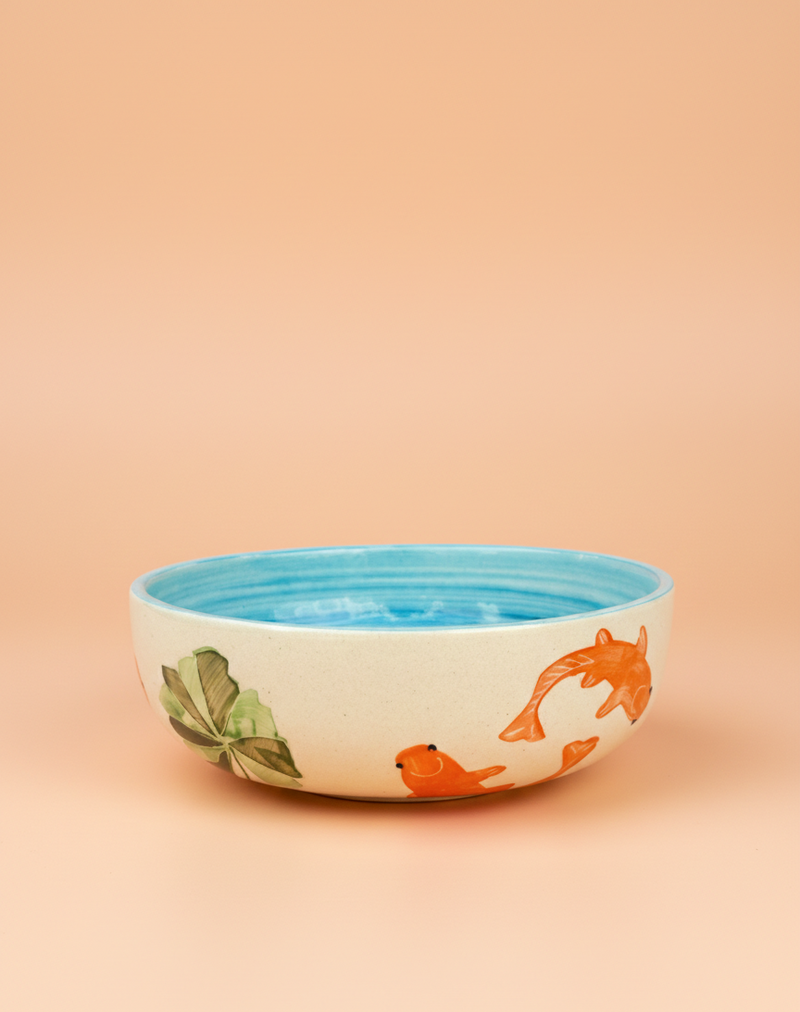 Nurture India Koi Fish Ceramic Bowl Large