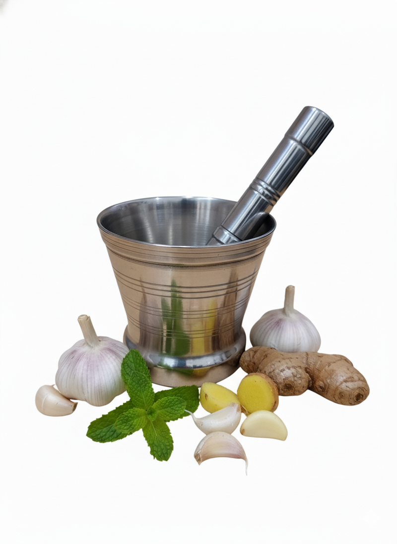 Premium Stainless Steel Mortar & Pestle Set/Khalbatta/Imam Dasta - 3 sizes – Kitchen Utensil