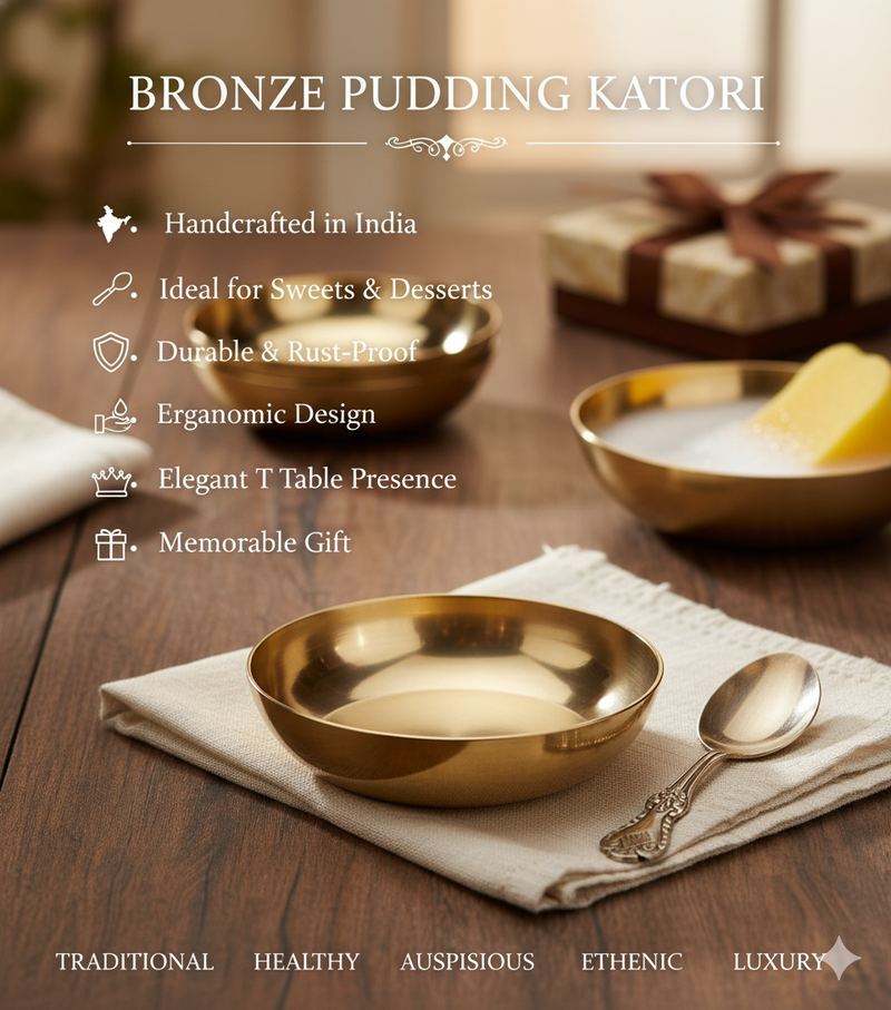 Pure Bronze Kansa Katori/Halwa Bowl/Pudding Plate – Serving Bowl
