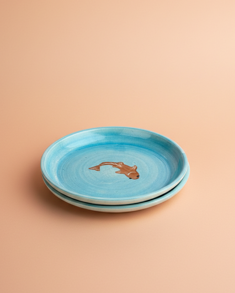 Nurture India Koi Fish Ceramic Tapas 4-Piece Set
