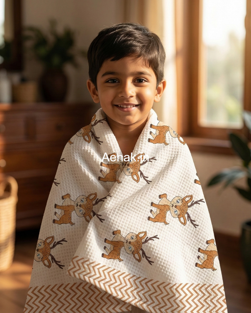aenak-cute-deer-handblock-printed-waffle-cotton-bathing-towel