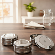 Stainless Steel Belly-shaped Dibbi/Container Set – Mini Storage Containers