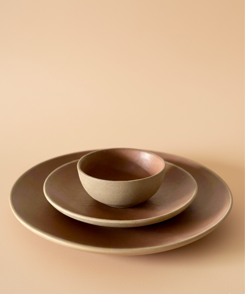 Nurture India Terracotta Brown Dinner Matte 3-Piece Set