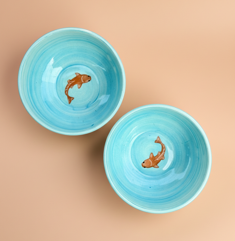 Nurture India Koi Fish Ceramic Small Bowls