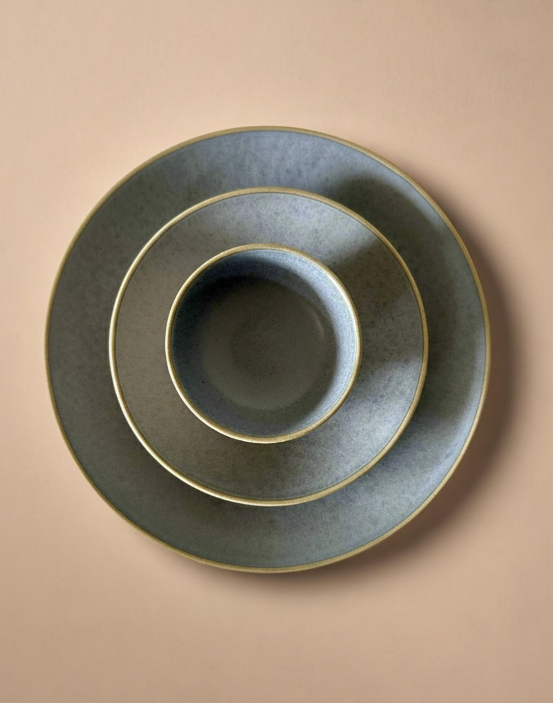 Nurture India Ocean Grey Dinner Matte 3-Piece Set