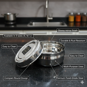 Stainless Steel Round Dibbi/Box set of 3pcs – Mini Storage Containers