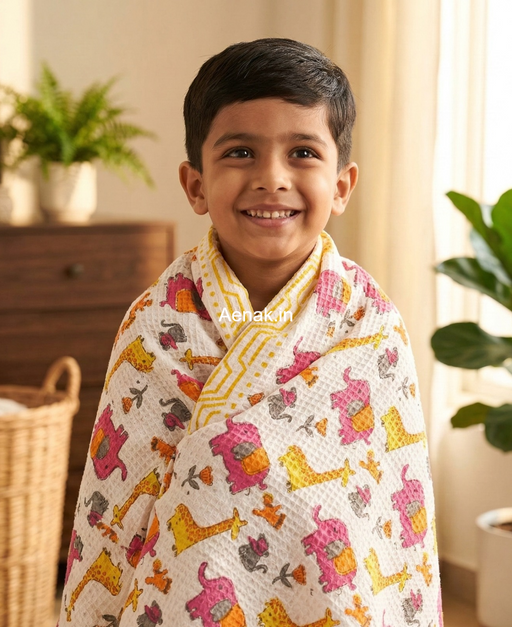 aenak-elephant-giraffe-rocket-handblock-printed-waffle-cotton-bathing-towel