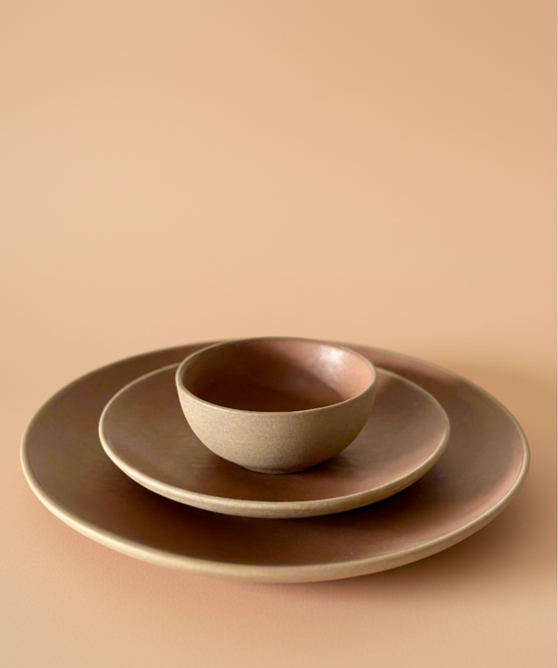 Nurture India Terracotta Brown Dinner Matte 3-Piece Set
