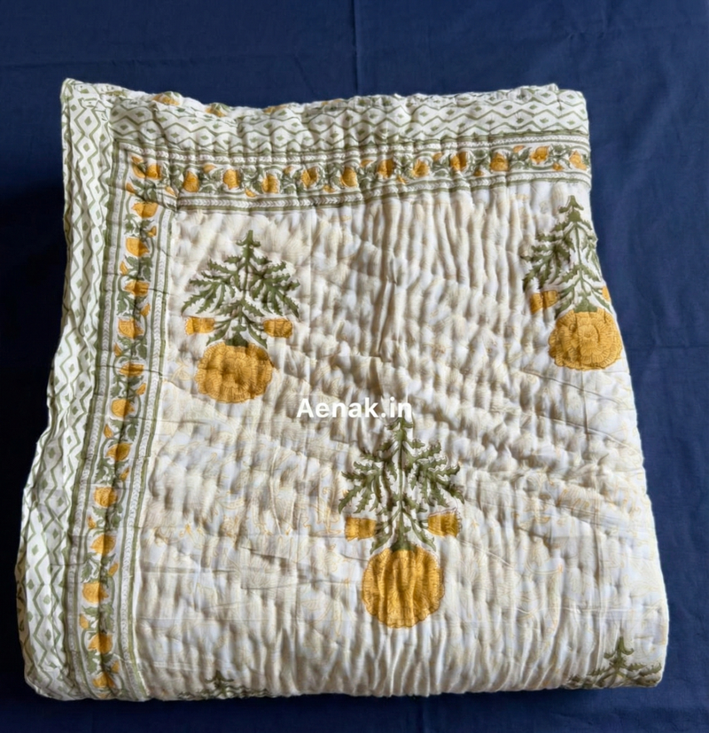 aenak-golden-marigold-handblock-reversible-mulmul-cotton-quilt