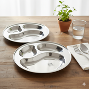 Stainless Steel 3-Compartment Dinner Plates – Kitchen Utensil