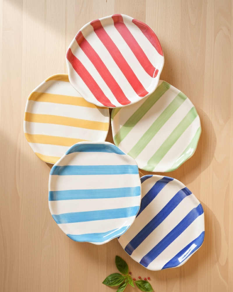 Nurture India Multi Color Art Stripe Plates