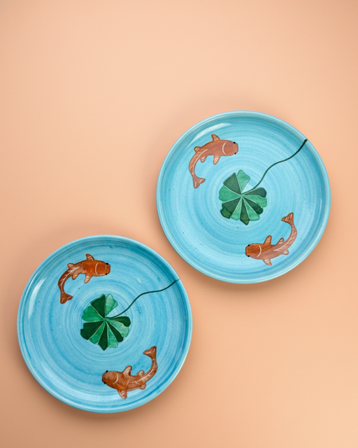 Nurture India Koi Ceramic Plate 7-Inch