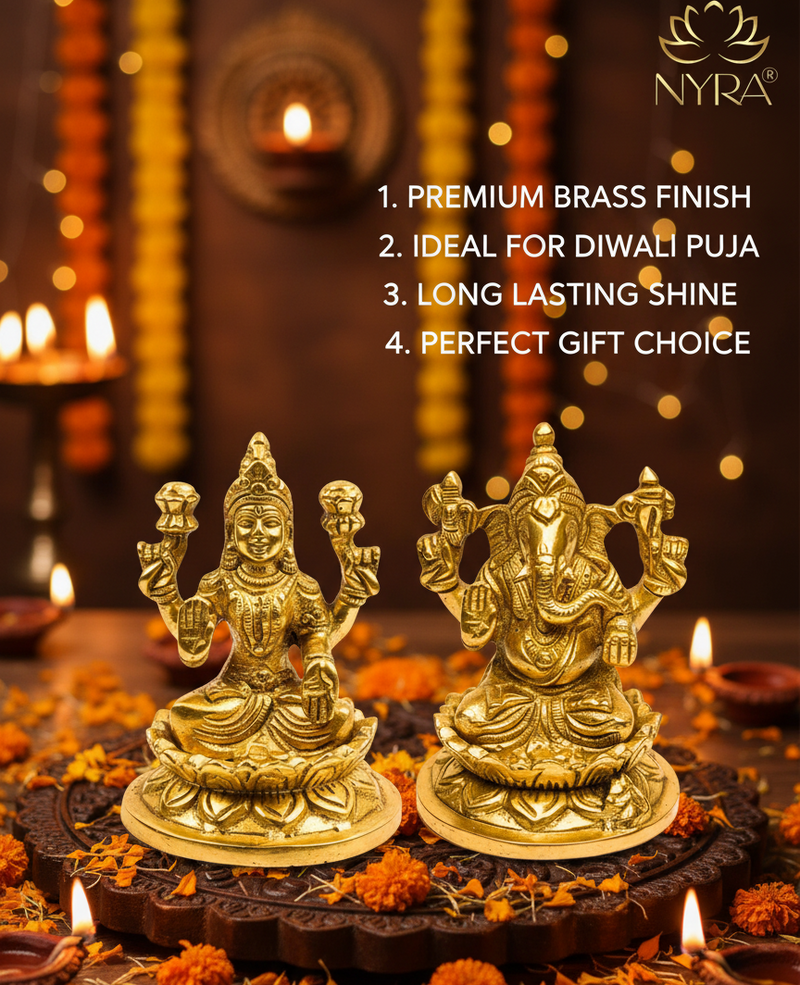Brass Handmade Laxmi Ganesh Idol (3") – Brass Hindu Idol