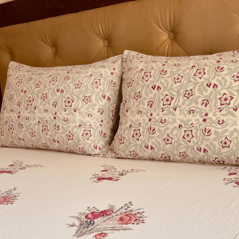 aenak-burgundy-anaar-handblock-bedsheet-dohar-combo-set-beige-base