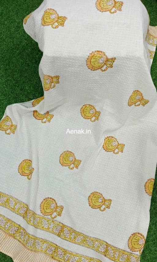 aenak-yellow-lion-handblock-printed-waffle-cotton-bathing-towel