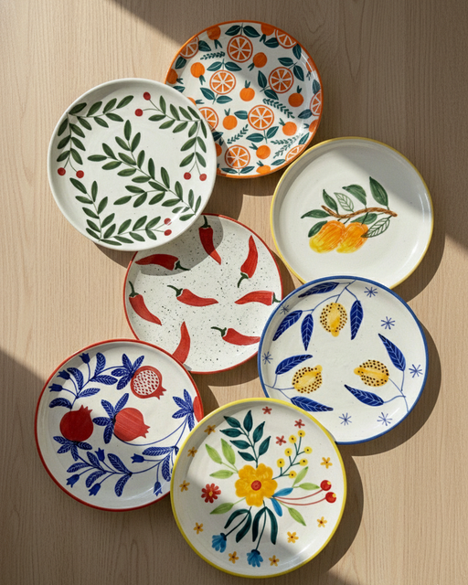 Nurture India Multi Color Art Snack Plates