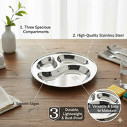Stainless Steel 3-Compartment Dinner Plates – Kitchen Utensil