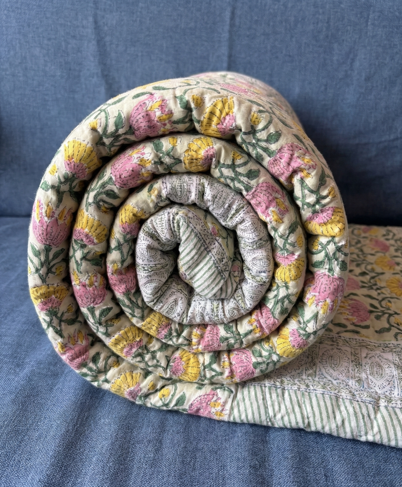aenak-blue-floral-garden-handblock-printed-reversible-mulmul-cotton-quilt