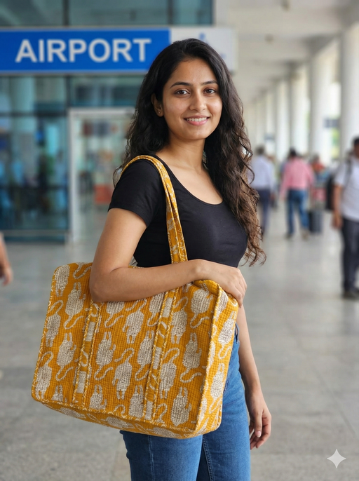 aenak-orange-tiger-quilted-cotton-zipper-travel-bag