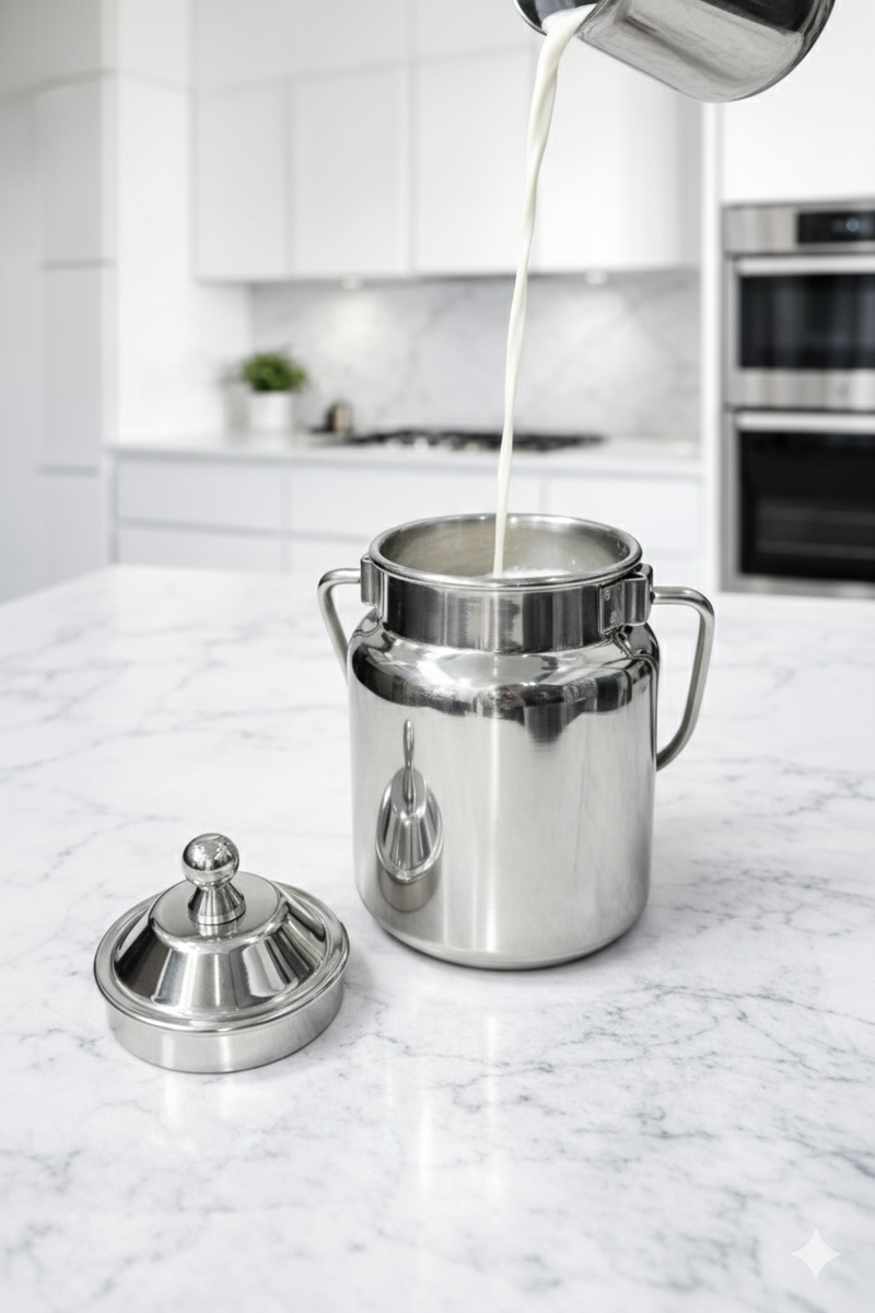 Stainless Steel Mini Oil Canister with Lid & Handle – Oil Storage Canister