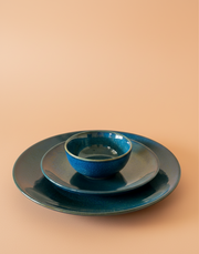 Nurture India Indigo Blue Dinner Glossy 3-Piece Set