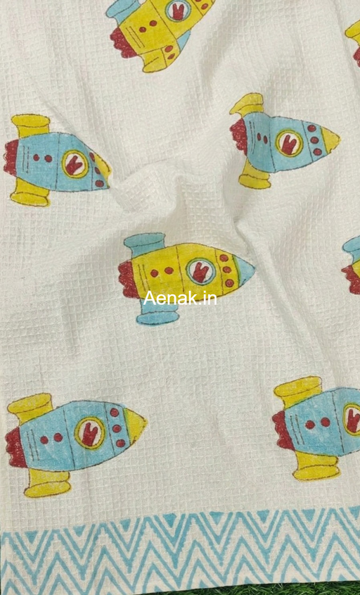 aenak-yellow-blue-rocket-handblock-printed-waffle-cotton-bathing-towel