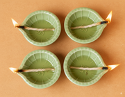 Nurture India Green Clay Diyas 4-Piece Set