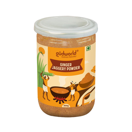Gudworld Ginger Jaggery Powder – Warming Cane Sugar Sweetener (10.58 oz)